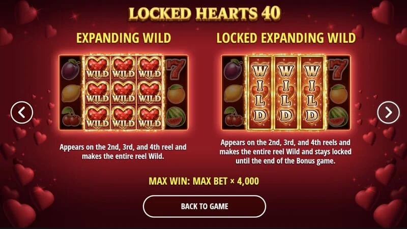 Locked Hearts 40 - გაფართოებადი გულის Wild