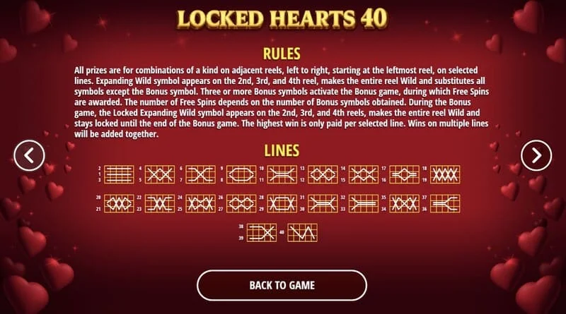 Locked Hearts 40 - მომგებიანი ხაზები ბარაბნებზე